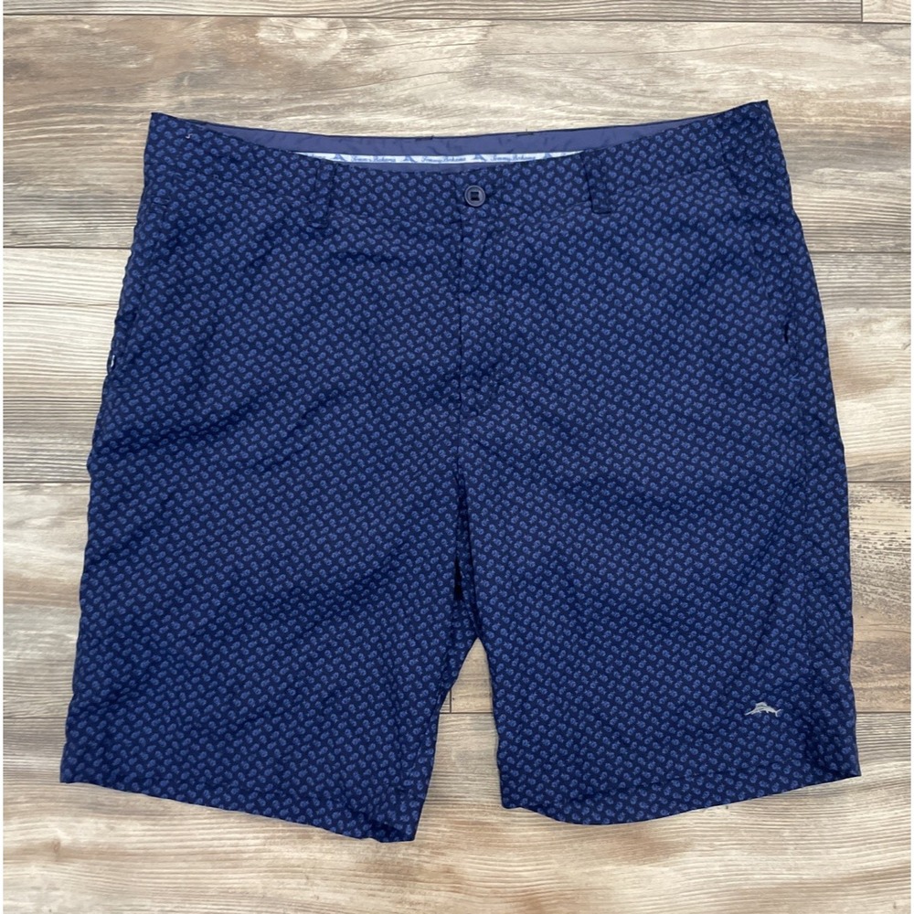 Tommy Bahama Mens Size 40 Fish Lando Golf Shorts Blue Nylon Spandex Chino